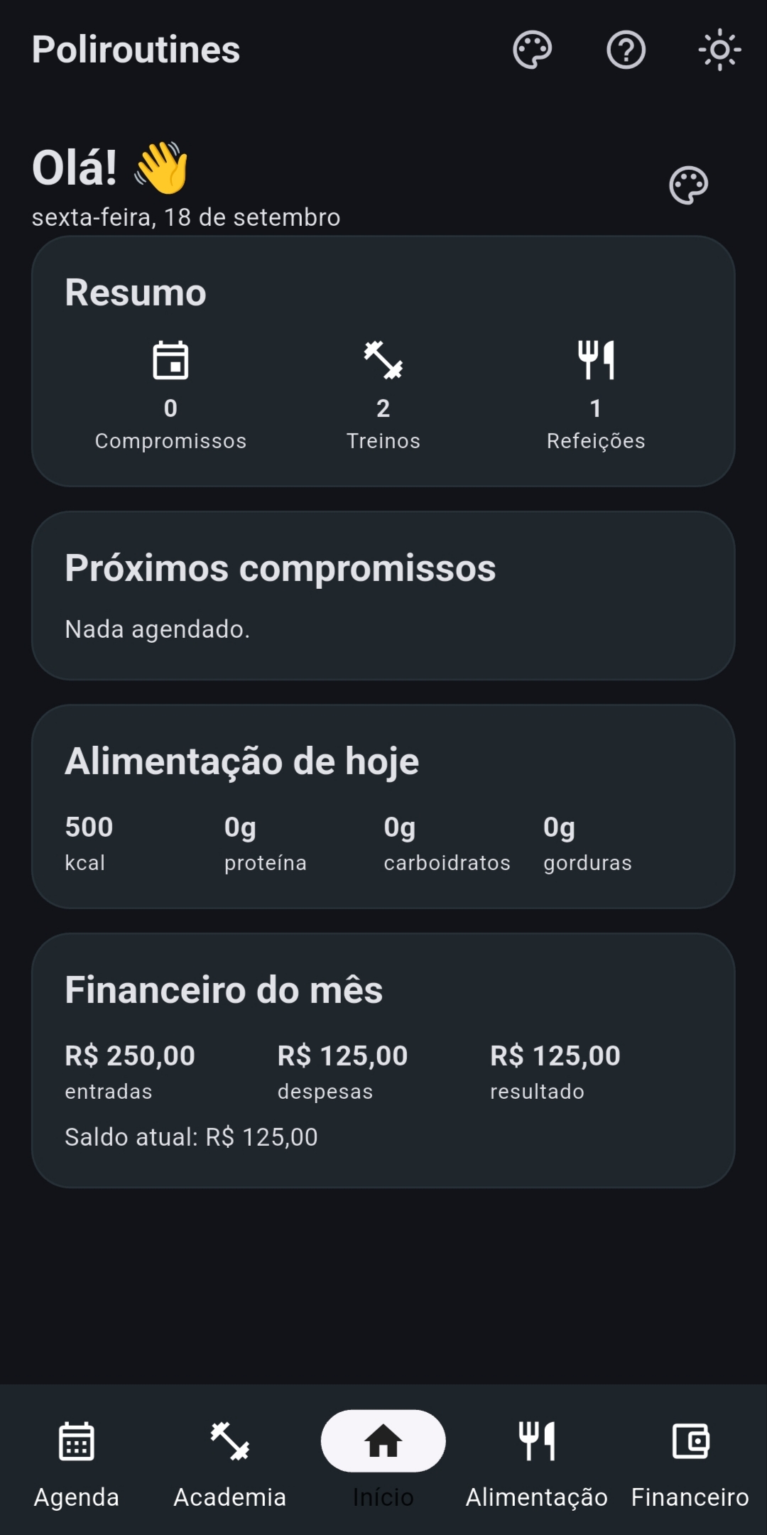 Página inicial do Poliroutines